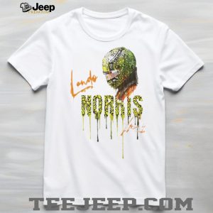 Lando Norris F1 Driver Helmet Neon Drip Graphic White T Shirt