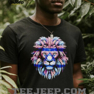 Lion of Judah Israel Flag Star of David Majestic Colorful Graphic T Shirt