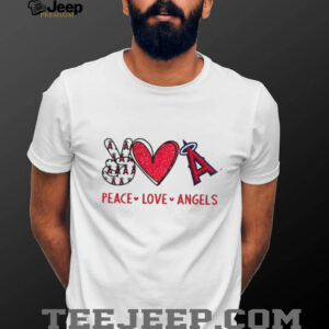 Los Angeles Angels Peace Love Angels Baseball Glitter Style T Shirt Los Angeles Angels Peace Love Angels Baseball Glitter Style T Shirt