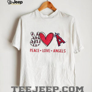 Los Angeles Angels Peace Love Angels Baseball Glitter Style T Shirt