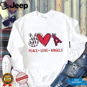 Los Angeles Angels Peace Love Angels Baseball Glitter Style T Shirt