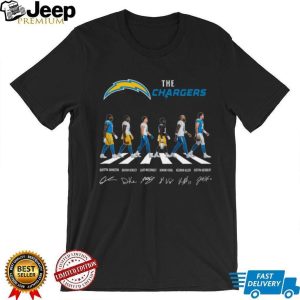 Los Angeles Chargers Abbey Road Walking Players Signature Black T Shirt Los Angeles Chargers Abbey Road Walking Players Signature Black T Shirt