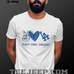 Los Angeles Dodgers Peace Love Dodgers MLB Baseball Blue Sparkle T Shirt Los Angeles Dodgers Peace Love Dodgers MLB Baseball Blue Sparkle T Shirt
