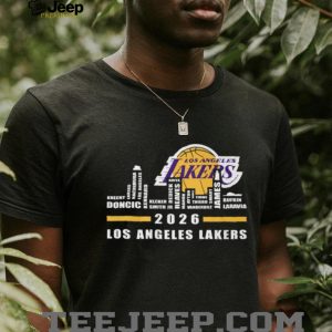 Los Angeles Lakers 2026 Roster Skyline Word Art Basketball T Shirt