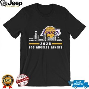 Los Angeles Lakers 2026 Roster Skyline Word Art Basketball T Shirt