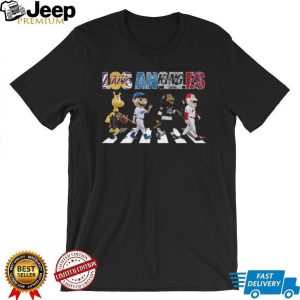 Los Angeles Sports Mascots Abbey Road Crosswalk Parody T Shirt