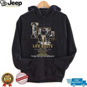 Lou Holtz 1937 2026 Notre Dame “Thank You For The Memories” Tribute T Shirt Lou Holtz 1937 2026 Notre Dame “Thank You For The Memories” Tribute T Shirt