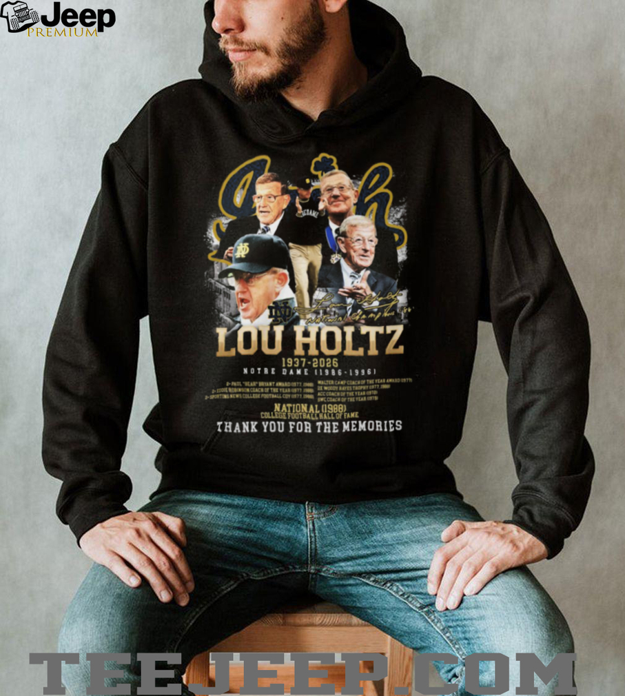 Lou Holtz Notre Dame Legend 1937 2026 Memorial Tribute T Shirt Lou Holtz Notre Dame Legend 1937 2026 Memorial Tribute T Shirt