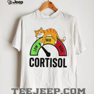 Low Mid High Cortisol Levels Funny Ginger Cat Stress Meter Tee