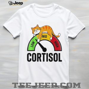 Low Mid High Cortisol Levels Funny Ginger Cat Stress Meter Tee