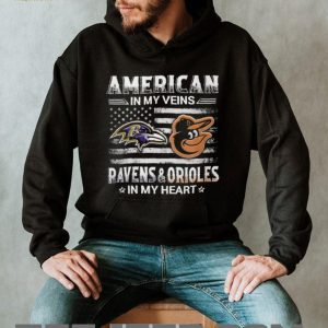 Baltimore Sports Fan American Flag Ravens and Orioles Heart T Shirt Baltimore Sports Fan American Flag Ravens and Orioles Heart T Shirt