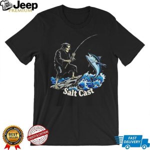 Salt Cast Fishing Grim Reaper Skeleton Catching Tuna Graphic T Shirt