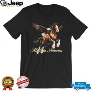 Made In America Patriotic Bald Eagle and Horse Graphic T shirt Made In America Patriotic Bald Eagle and Horse Graphic T shirt