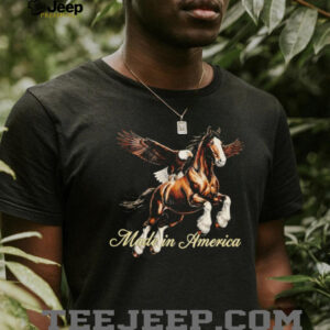 Made In America Patriotic Bald Eagle and Horse Graphic T shirt