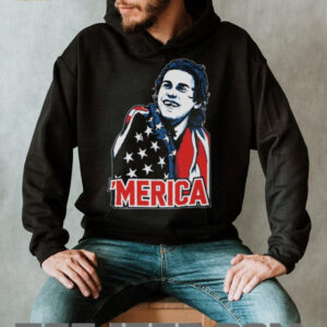 Merica American Flag Cape Graphic T shirt Patriotic Mullet Man Shirt