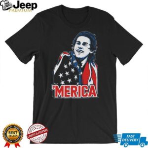 Merica American Flag Cape Graphic T shirt Patriotic Mullet Man Shirt