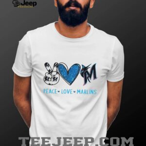 Miami Marlins Peace Love Marlins Baseball Fan Art Graphic T Shirt Miami Marlins Peace Love Marlins Baseball Fan Art Graphic T Shirt