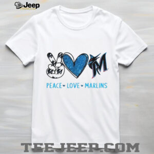 Miami Marlins Peace Love Marlins Baseball Fan Art Graphic T Shirt