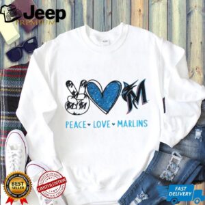 Miami Marlins Peace Love Marlins Baseball Fan Art Graphic T Shirt