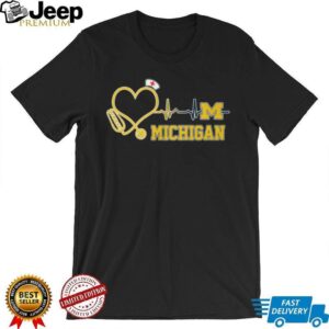 Michigan Wolverines Nurse Heartbeat Stethoscope T Shirt Michigan Wolverines Nurse Heartbeat Stethoscope T Shirt