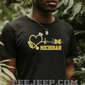 Michigan Wolverines Nurse Heartbeat Stethoscope T Shirt