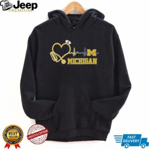 Michigan Wolverines Nurse Heartbeat Stethoscope T Shirt