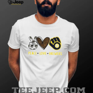 Milwaukee Brewers Peace Love Brewers MLB Baseball Glitter Logo T Shirt Milwaukee Brewers Peace Love Brewers MLB Baseball Glitter Logo T Shirt