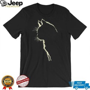 Minimalist White Outline Cat Silhouette Side Profile T Shirt Minimalist White Outline Cat Silhouette Side Profile T Shirt