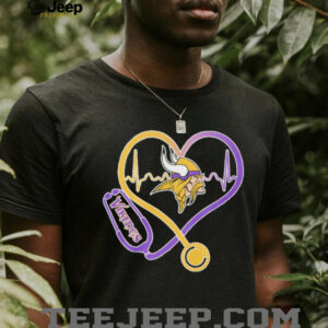 Minnesota Vikings Heart Stethoscope Nurse Health Hero T Shirt