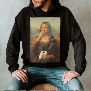 Mona Lisa Holding Toilet Paper Funny Art Parody T Shirt
