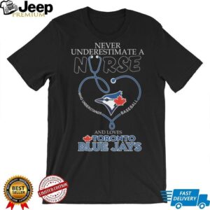 Never Underestimate A Nurse Who Loves Toronto Blue Jays Baseball T Shirt Never Underestimate A Nurse Who Loves Toronto Blue Jays Baseball T Shirt
