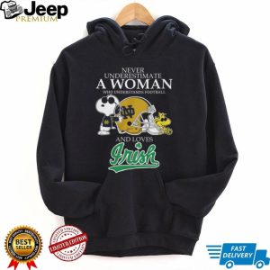Never Underestimate A Woman Who Loves Notre Dame Irish Football T Shirt Never Underestimate A Woman Who Loves Notre Dame Irish Football T Shirt