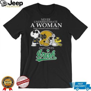 Never Underestimate A Woman Who Loves Notre Dame Irish Football T Shirt