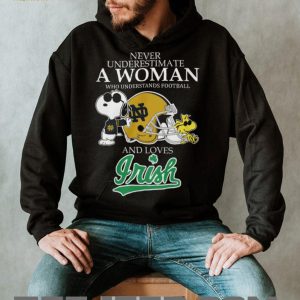 Never Underestimate A Woman Who Loves Notre Dame Irish Football T Shirt