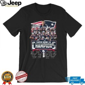 New England Patriots Super Bowl LX Champions Signatures T Shirt