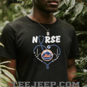 New York Mets Nurse It's A Work Of Heart Stethoscope T Shirt