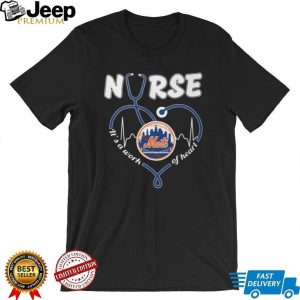 New York Mets Nurse It's A Work Of Heart Stethoscope T Shirt