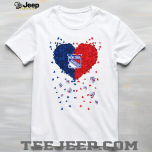 New York Rangers Heart Graphic Blue and Red Fan T Shirt