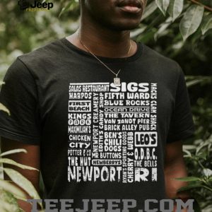 Newport RI Typography Landmark Restaurants Word Cloud T Shirt