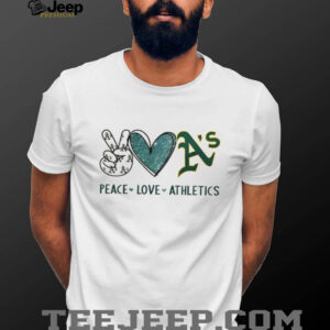 Oakland Athletics Peace Love Athletics Glitter Logo Baseball T Shirt Oakland Athletics Peace Love Athletics Glitter Logo Baseball T Shirt