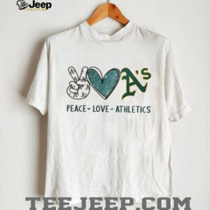Oakland Athletics Peace Love Athletics Glitter Logo Baseball T Shirt