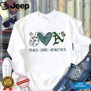 Oakland Athletics Peace Love Athletics Glitter Logo Baseball T Shirt