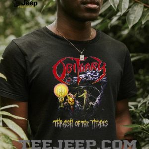 Obituary Band Thrash of the Titans Skeleton Fantasy Art T Shirt