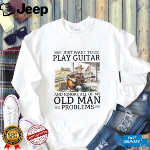 Old Man Playing Guitar T Shirt Funny Musician Retirement Gift