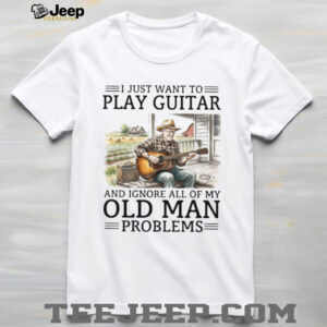Old Man Playing Guitar T Shirt Funny Musician Retirement Gift