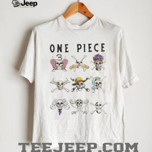 One Piece Anime Pirate Jolly Roger Skulls Minimalist White T Shirt