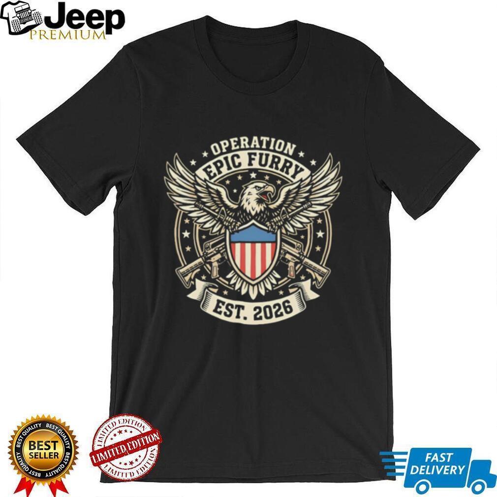 Operation Epic Furry Est 2026 Eagle Shield Military Style T Shirt Operation Epic Furry Est 2026 Eagle Shield Military Style T Shirt
