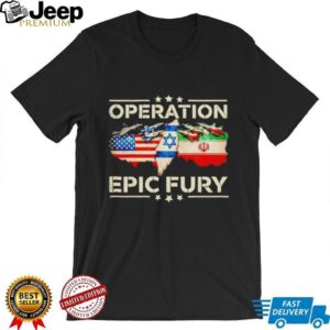 Operation Epic Fury Military Jets USA Israel Iran Flag Map T Shirt