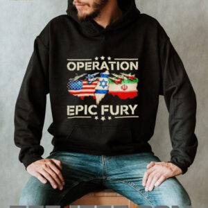 Operation Epic Fury Military Jets USA Israel Iran Flag Map T Shirt