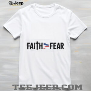Faith Over Fear Christian Cross & American Flag Ribbon T Shirt